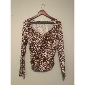 Guess Long Sleeve Animal Print Top size L